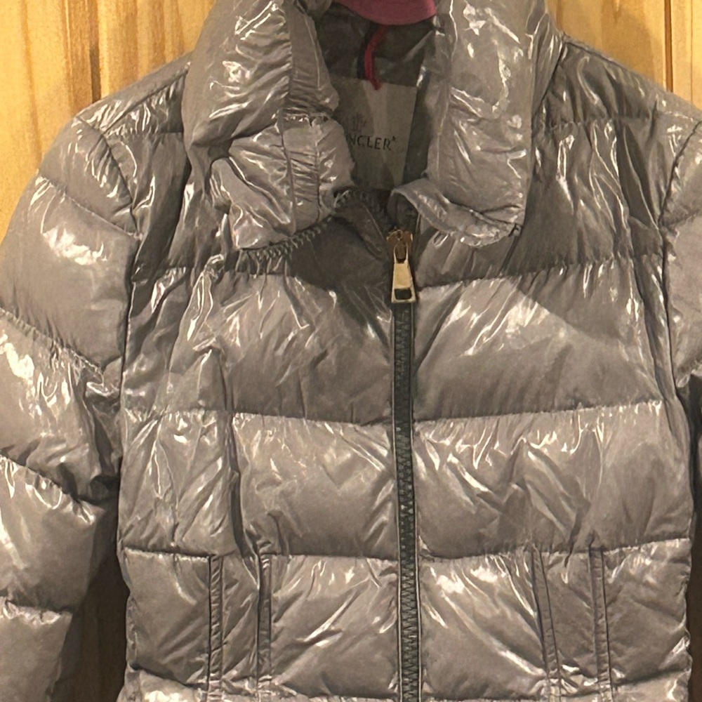 Moncler Shiny Gray Puffer Coat - Picture 2 of 7